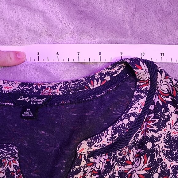 Lucky Brand XL popover shirt Navy & Orange - Picture 6 of 10